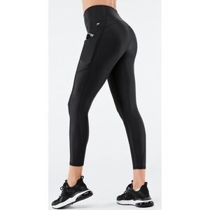 Fabletics Oasis PureLuxe Shine Leggings Size Large Black High Waisted Activewear